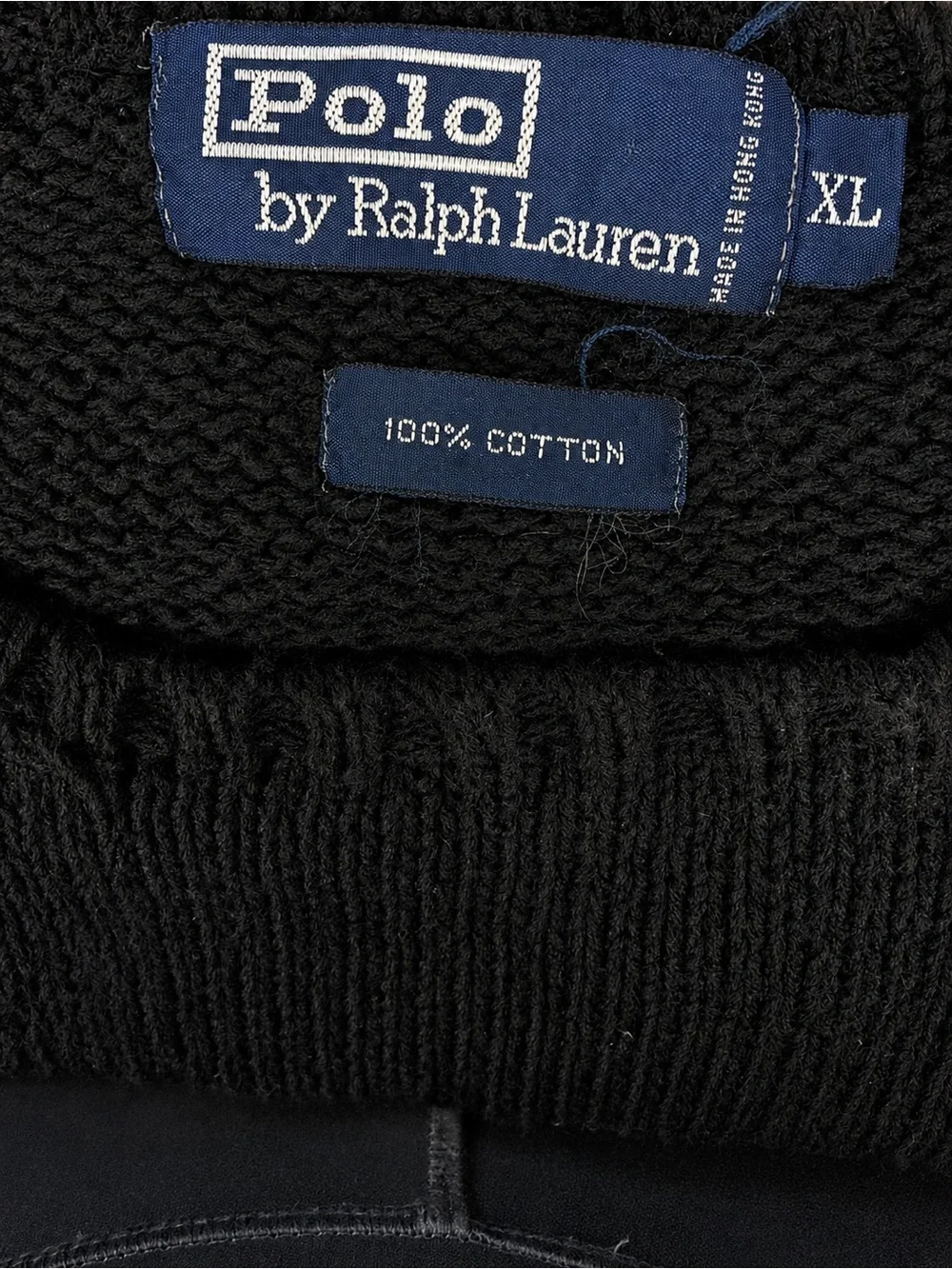 Polo Ralph Lauren 100% Cotton Chunky Knit Crewneck Sweater Men’s XL Black